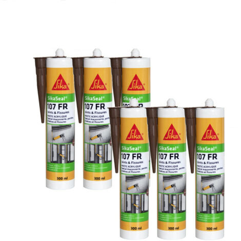 Sika – Lot de 6 mastics acryliques spécial façade – 300ml – Couleur acajou – Étanchéité joints et fissures – Résistant aux intempéries
