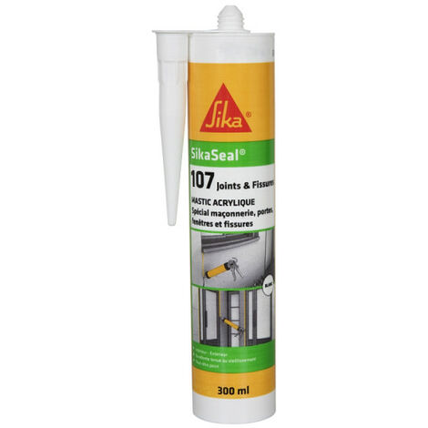 Sika – Mastic acrylique pour joints et fissures – Blanc – 300ml – Résistant aux intempéries – Compatible béton, plâtre, bois