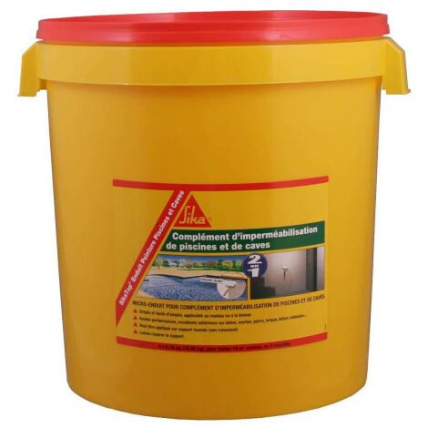 Sika – Micro-mortier pré-dosé imperméable 18.48kg – Pour piscines et caves – Application rouleau – Résistance chimique élevée