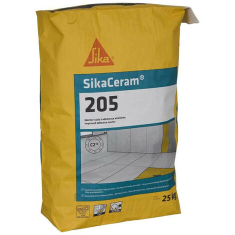 Sika â Mortier-colle thixotrope gris 25 Kg â AdhĂ©rence amĂ©liorĂ©e pour chantiers humides â RĂ©sistance au glissement â Marquage CE NF EN 12004 - SikaCeram-205