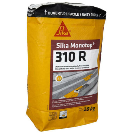 Sika – Mortier de réparation pour béton – 20 kg – Résistant aux cycles gel/dégel – Finition esthétique prête à peindre après 4h - SikaMonoTop-310