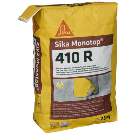 Sika – Mortier de réparation fibré R4 à prise rapide – 25 kg – Pour béton et maçonnerie – Application en conditions climatiques variées