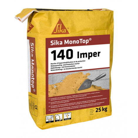 Sika – Mortier d'imperméabilisation 25 kg – Pour piscines, soubassements et caves – Recouvrable par tout revêtement – Gris - Monotop-140