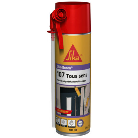 Sika – Mousse polyuréthane expansive 500 ml – Isolation thermique et acoustique – Utilisation tous sens – Adhérence sur béton, bois, PVC - BOOM-107