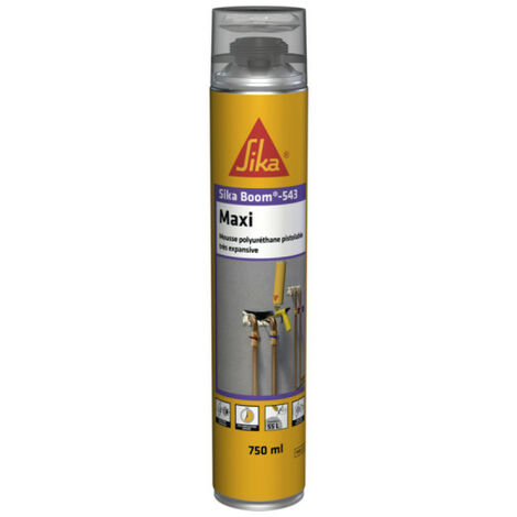 Sika – Mousse polyuréthane expansive extrudable au pistolet – 750ml – Isolation thermique et acoustique – Pour calfeutrage et joints - Sikaboom-543