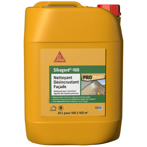 Sika – Nettoyant désincrustant façade 20L – Élimine voiles gris sur béton, brique et tuiles – Application sans rinçage – Pour entretien extérieur - Sikagard-100
