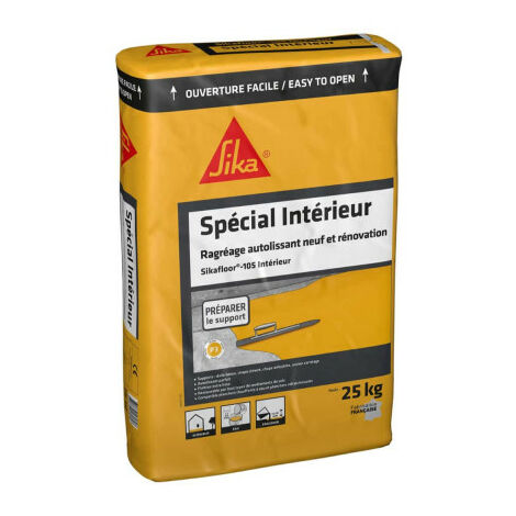 Sika – Ragréage autolissant pour sols intérieurs – Compatible planchers chauffants – Application de 1 à 10mm – Finition extra lisse – 25kg