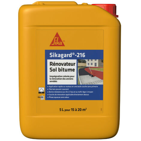 Sika – Rénovateur sol bitume 5L – Noir – Pour enrobés à froid et à chaud – Résistance UV et à l'eau – Application rapide au rouleau - Sikagard-216