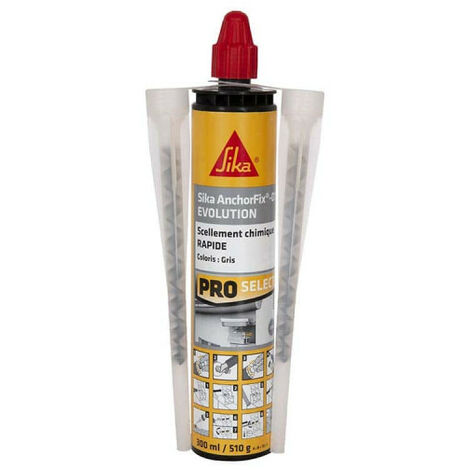 Sika – Résine de scellement chimique rapide 300ml – Pour béton, parpaing et briques – Durcissement rapide, haute performance – Coloris gris - Anchorfix-1