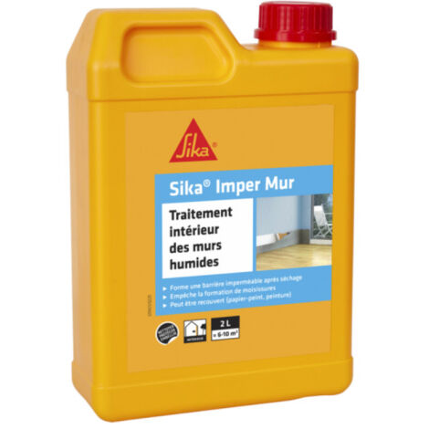 Sika – Résine imperméabilisante pour murs intérieurs 2L – Empêche moisissures et salpêtre – Application facile au pinceau ou rouleau