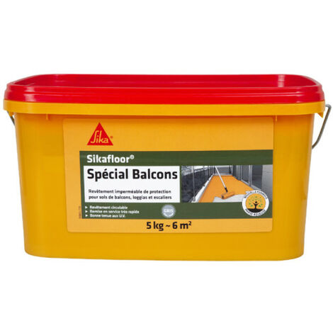 Sika – Revêtement acrylique imperméable 5kg – Spécial balcon – Excellente étanchéité et résistance UV – Application en 3 couches