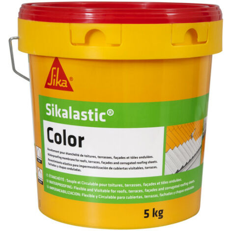 Sika – Revêtement souple imperméable pour toiture – Blanc – 5kg – Élastique et colorable – Adhère sur béton, acier et terre cuite