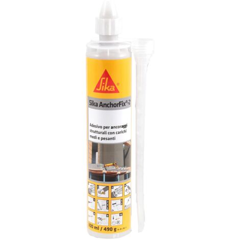 Sika - Sika Anchorfix 2+, Grigio - Adesivo per ancoraggi - Per carichi medio e alti - Per armature/rinforzo in acciaio - A indurimento rapido - 300ml