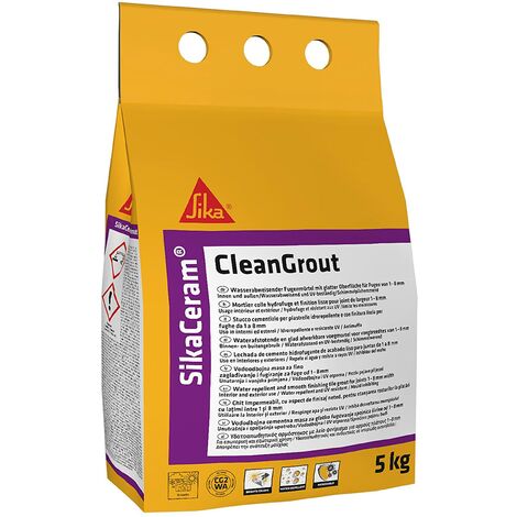 Sika - SikaCeram CleanGrout, Bianco - Stucco cementizio per fughe a pavimento e a parete - Idrorepellente - Previene muffa, batteri e funghi - 5kg