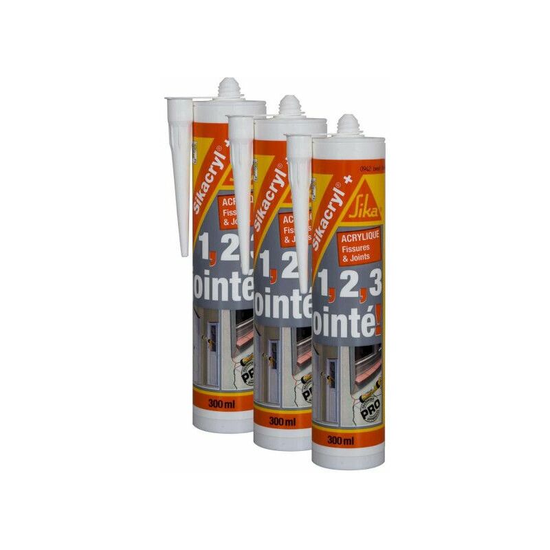 

cryl Plus Acrylic Sealant - Blanco - Pack de 3 cartuchos 300ml - Blanc - Sika