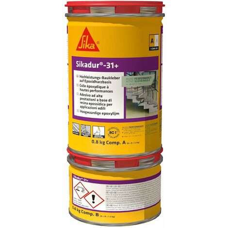 Sika - Sikadur 31+ (AB), Grigio Calcestruzzo - Adesivo epossidico - Incollaggio strutturale - Ripristino calcetruzzo - Latta metallica 1,2Kg (A+B)
