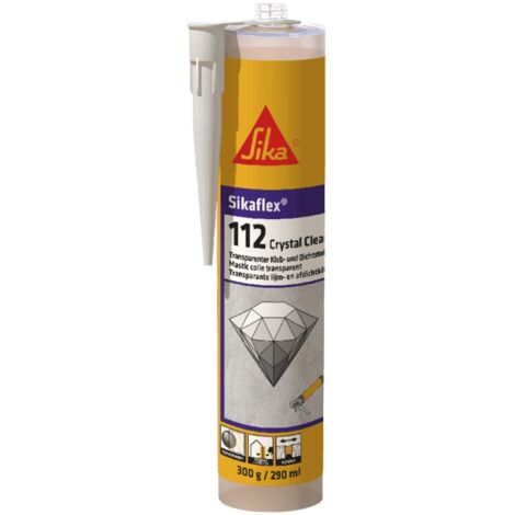 Sika - Sikaflex-112 Crystal Clear - Adesivo sigillante trasparente - Multiuso - Uso interno ed esterno - Buona presa iniziale - Cartuccia da 290ml
