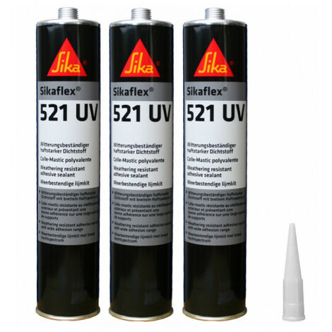 SIKA Sikaflex 521 UV Hybrid Sealant Glue - Negro - 300ml - Set of 3