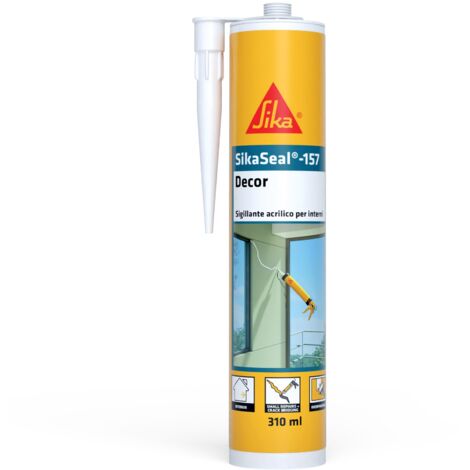 Sika - SikaSeal-157 Decor, Bianco - Sigillante acrilico - Per decorazione di interni, giunti di connessione - Asciugatura rapida - 310ml