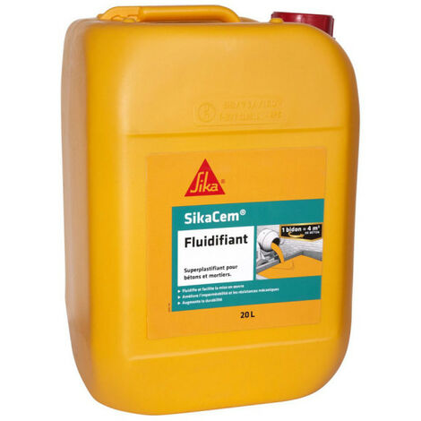Sika – Superplastifiant haut réducteur d'eau – Améliore la maniabilité du béton frais – 20L – Compatible avec tous les ciments
