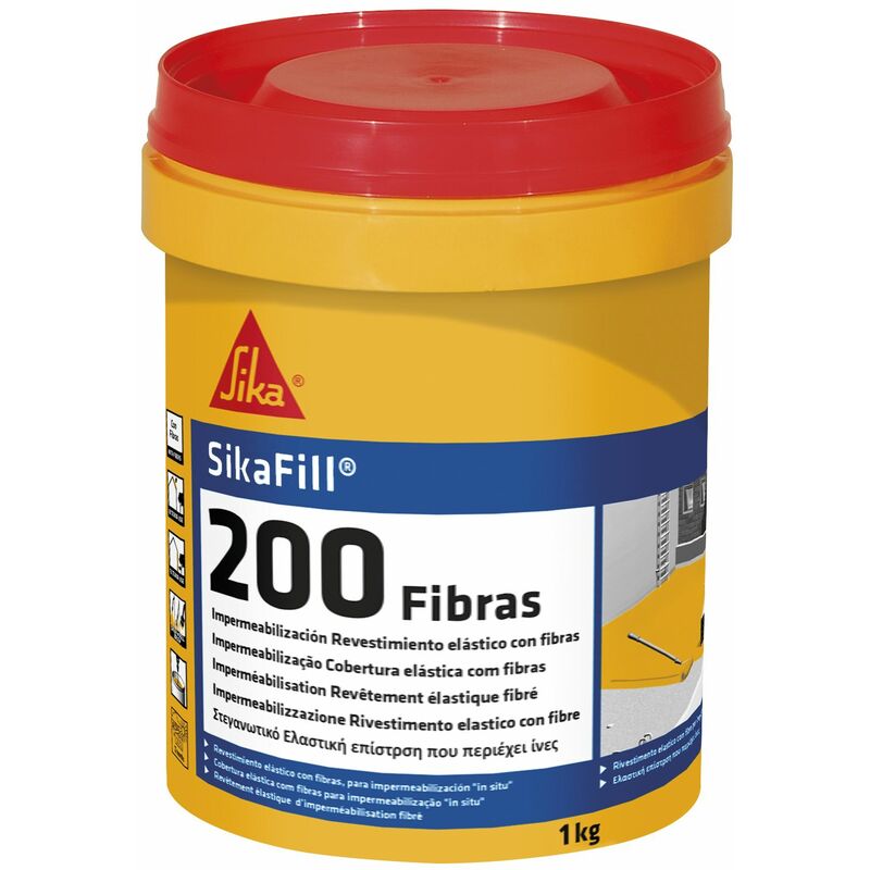 

Fill 200 Fibras, Pintura acrylica para impermeabilizacion, 1 Kg, Rojo teja - Sika