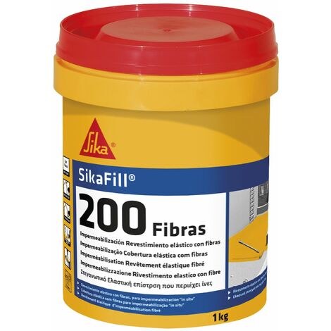 SikaFill 200 Fibras, Pintura acrylica para impermeabilizacion, 1 Kg, Gris