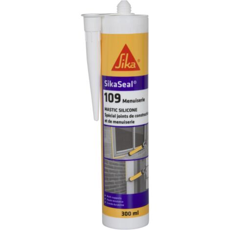 Mastic silicone neutre cartouche 300ml Sikaseal 109 SIKA: translucide, blanc, gris, pierre, noir, anthracite - plusieurs modèles disponibles
