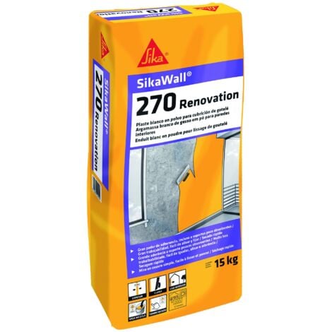 SikaWall 270 Renovation, Plaste para renovation de parametros interiores, 15kg, Blanco