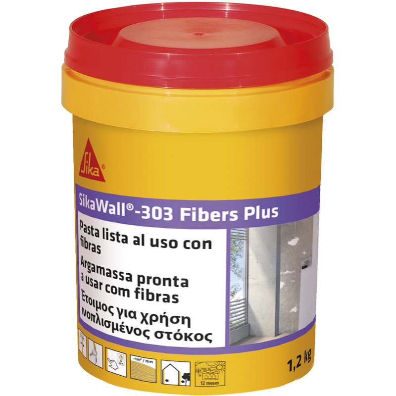 

Wall-303 Fibers Plus, Masilla acrylica lista para usar fibra de vidrio, Blanco, 1,2 kg - Sika