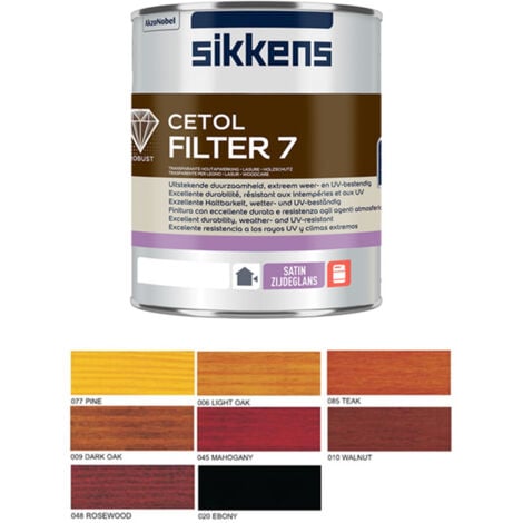 Sikkens Cetol Filter 7 Plus Woodstain Paint - 1 Litre - Ebony (020)