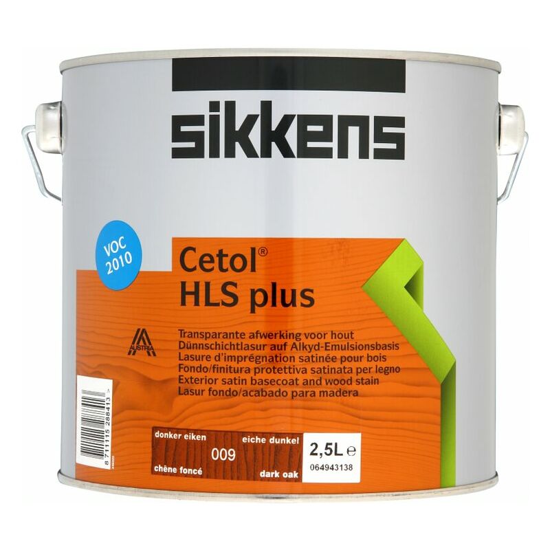 Sikkens - Cetol hls Plus Woodstain Paint - 2.5 Litre - Dark Oak (009) - Dark Oak