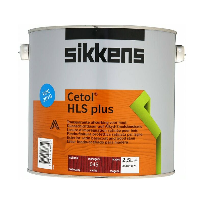 Sikkens - Cetol hls Plus Woodstain Paint - 2.5 Litre - Mahogany (045) - Mahogany