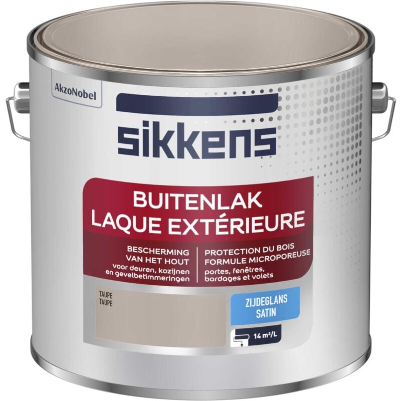 Peinture Laque Extérieure Bois et Fer - Finition tendue, sous-couche intégrée, facile à appliquer - Satin Taupe 2,5 l - Sikkens