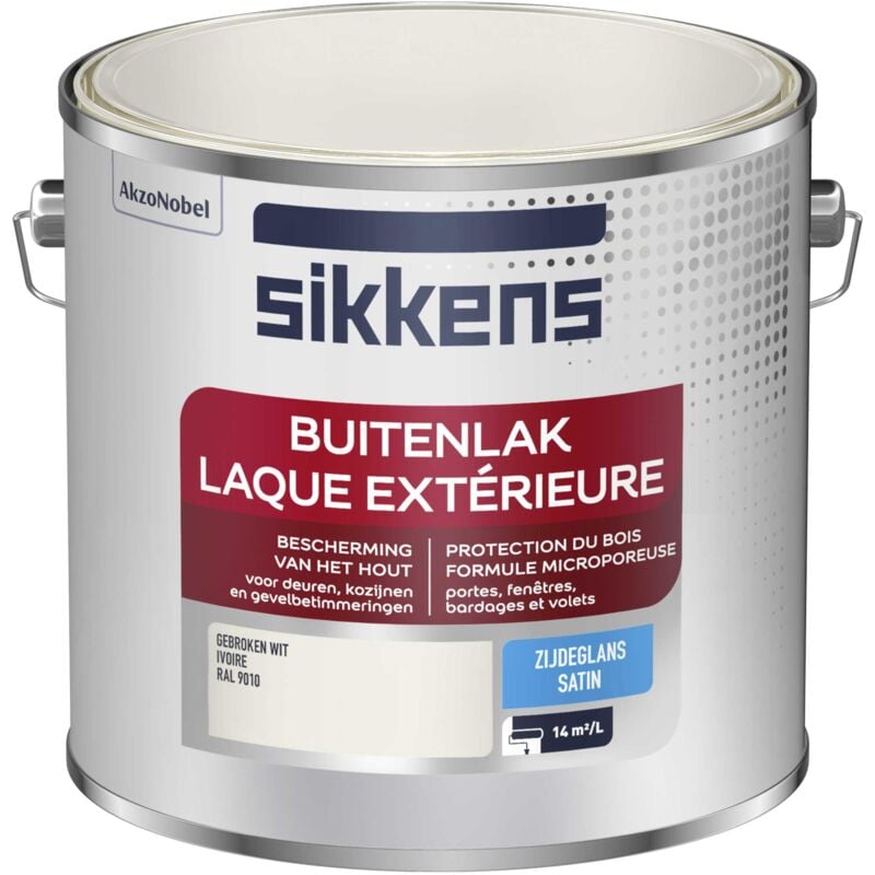 Peinture Laque Extérieure Bois et Fer - Finition tendue, sous-couche intégrée, facile à appliquer - Satin Ivoire 2,5 l - Sikkens