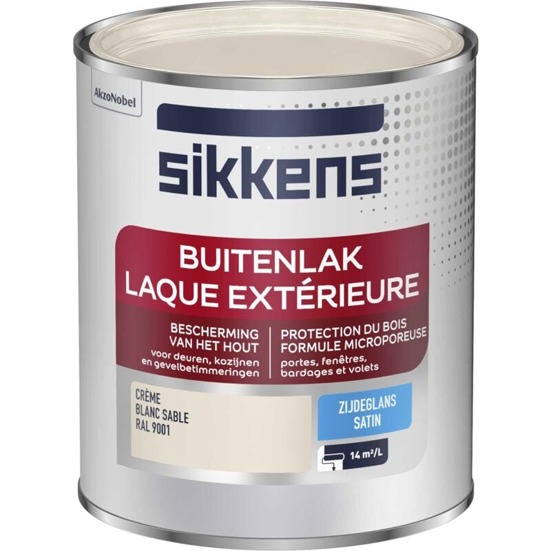 Peinture Laque Extérieure Bois et Fer - Finition tendue, sous-couche intégrée, facile à appliquer - Satin Blanc Sable 0,75 l - Sikkens