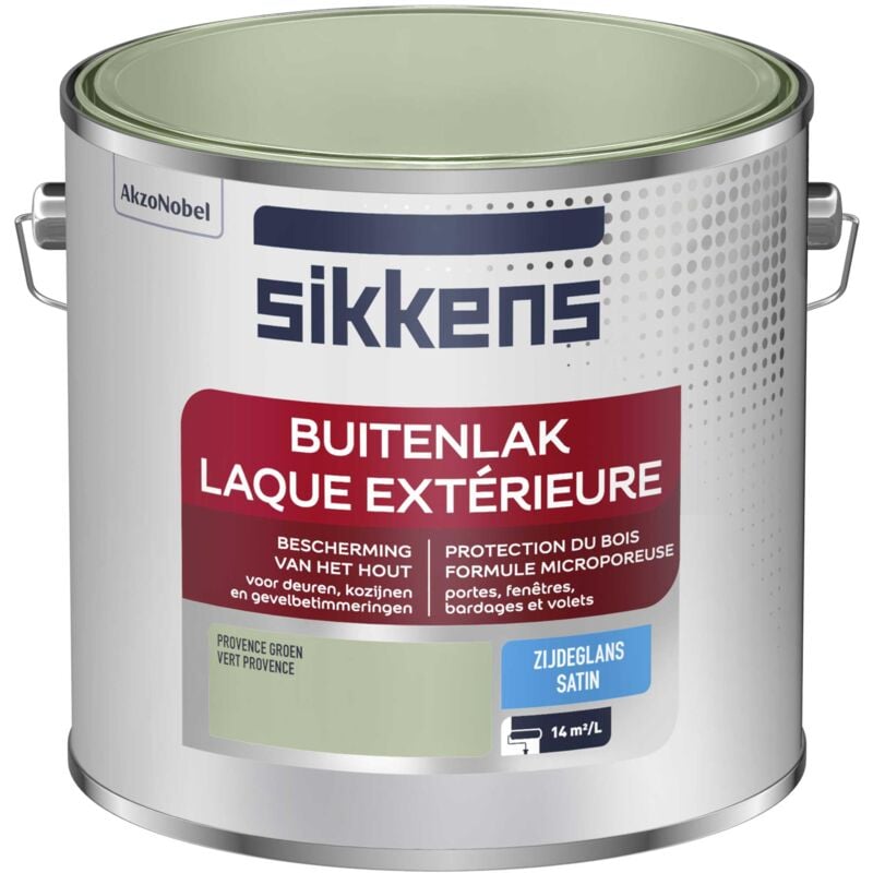 Peinture Laque Extérieure Bois et Fer - Finition tendue, sous-couche intégrée, facile à appliquer - Satin Vert Provence 2,5 l - Sikkens