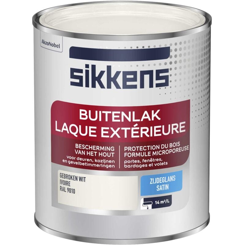 Peinture Laque Extérieure Bois et Fer - Finition tendue, sous-couche intégrée, facile à appliquer - Satin Ivoire 0,75 l - Sikkens