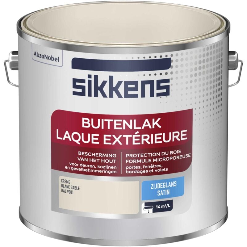 Peinture Laque Extérieure Bois et Fer - Finition tendue, sous-couche intégrée, facile à appliquer - Satin Blanc Sable 2,5 l - Sikkens