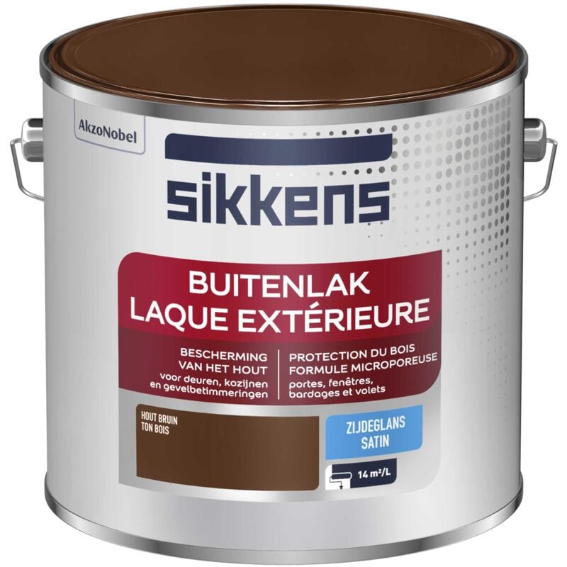 Peinture Laque Extérieure Bois et Fer - Finition tendue, sous-couche intégrée, facile à appliquer - Satin Ton Bois 2,5 l - Sikkens