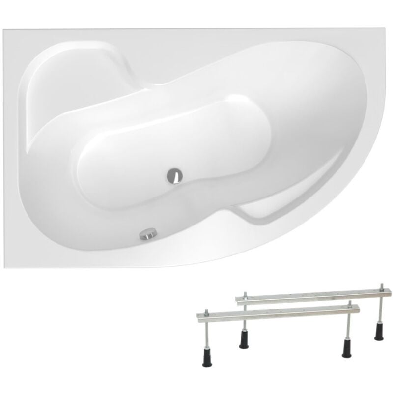 Siko - 150x95 cm Laguna Luiza baignoire asymétrique avec pieds, acrylique, droite, blanc (LU1500P-SET)