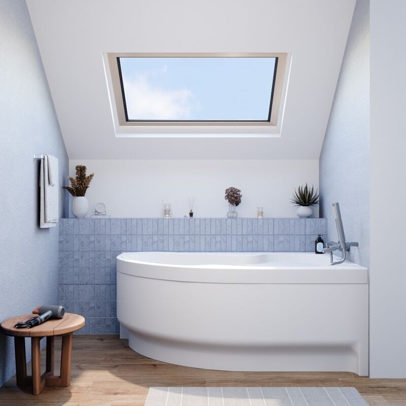 Siko - 160x100 cm Fortuna Plus baignoire d'angle en acrylique, droite + tablier 160 cm + pieds, blanc (FO1600PPLUS-SET1)