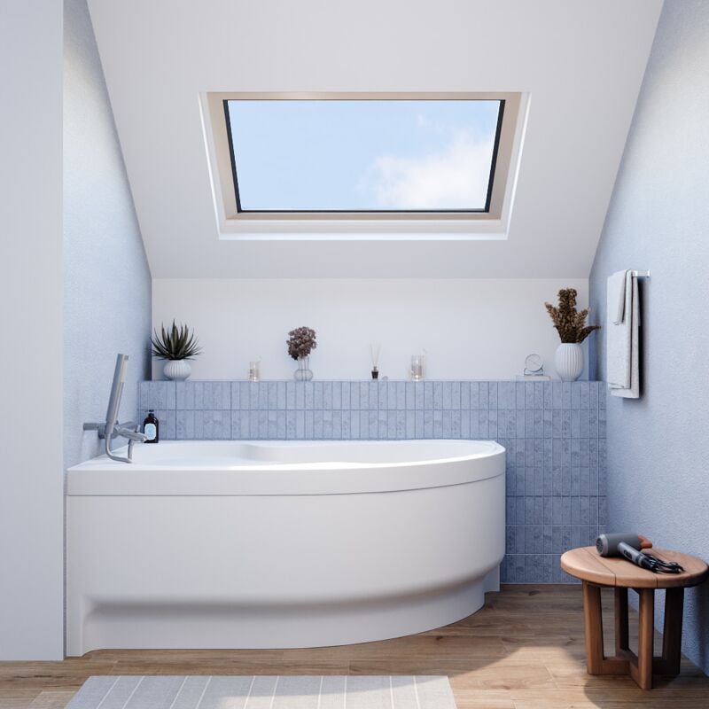 Siko - 160x100 cm Laguna Fortuna Plus baignoire d'angle en acrylique, gauche + tablier 160 cm + pieds, blanc (FO1600LPLUS-SET1)