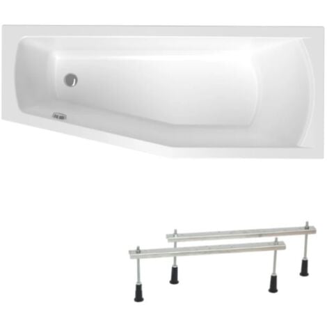 Siko 160x70 cm Laguna Aneta baignoire bain/douche asymétrique avec pieds, acrylique, droite, blanc (AN1600PPLUS-SET)