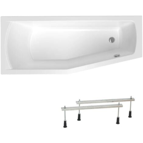 Siko 160x70 cm Laguna Aneta baignoire bain/douche asymétrique avec pieds, acrylique, gauche, blanc (AN1600LPLUS-SET)