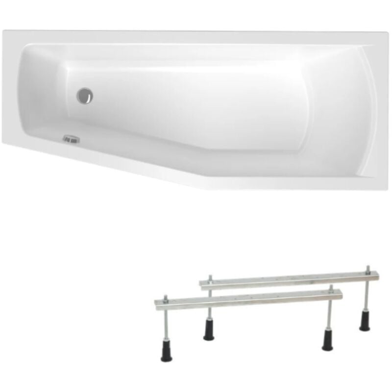 Siko - 160x70 cm Laguna Aneta baignoire bain/douche asymétrique avec pieds, acrylique, droite, blanc (AN1600PPLUS-SET)