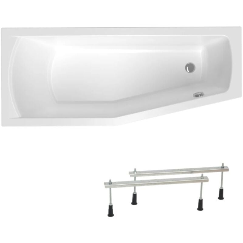 Siko - 160x70 cm Laguna Aneta baignoire bain/douche asymétrique avec pieds, acrylique, gauche, blanc (AN1600LPLUS-SET)