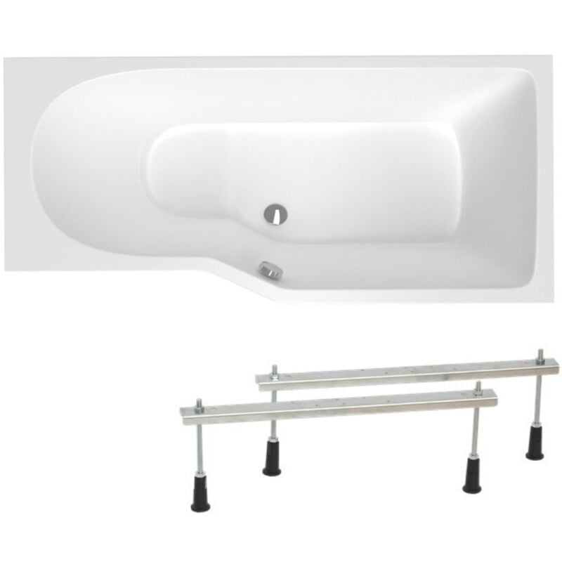 Siko - 160x80 cm Laguna Beata Plus baignoire bain/douche asymétrique avec pieds, acrylique, droite, blanc (BE1600PPLUS-SET)