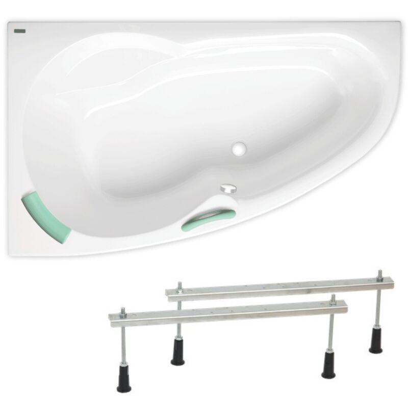 Siko - 160x95 cm Laguna Luiza baignoire d'angle avec pieds, acrylique, gauche, blanc (LU1600L-SET)