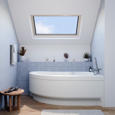 Siko 170x100 cm Laguna Fortuna Plus asymmetrische Badewanne aus Acryl, gerade + Schürze 170 cm + Füße, weiß (FO1700PPLUS-SET1)