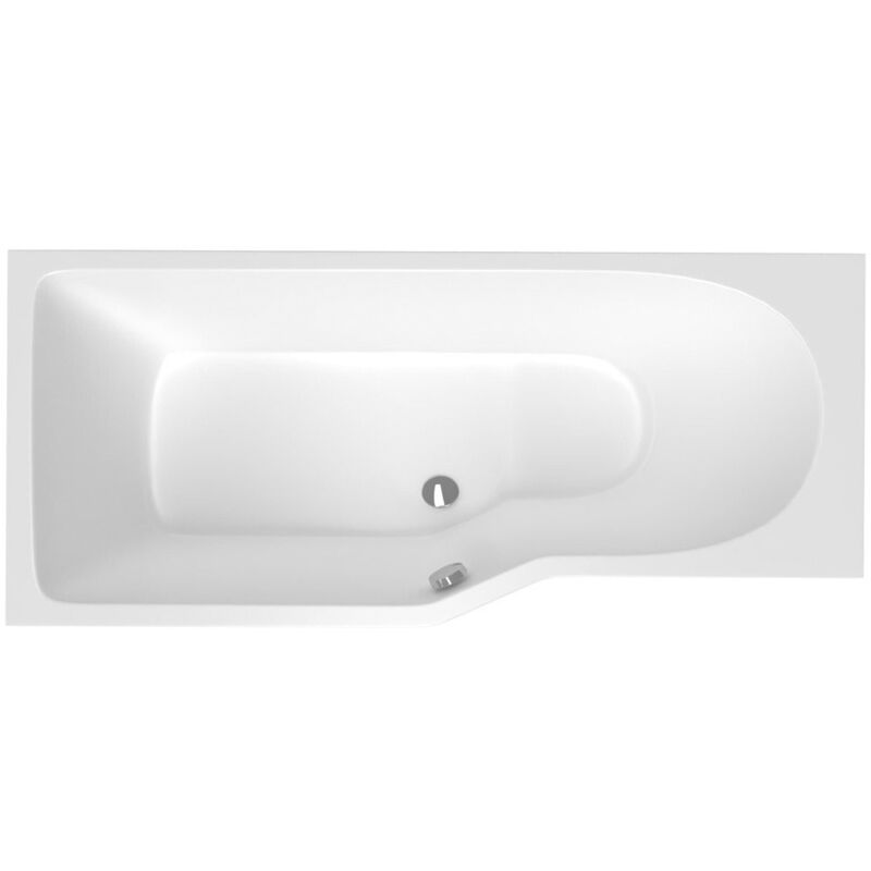 Siko - 160x80 cm Beata Plus baignoire bain douche asymétrique acrylique positionnement gauche, sans pieds, blanc (BE1600LPLUS)